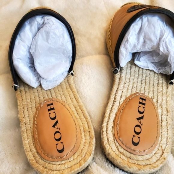 Coach Channing Leather Logo Slip On Espadrille Mules - Picture 7 of 16